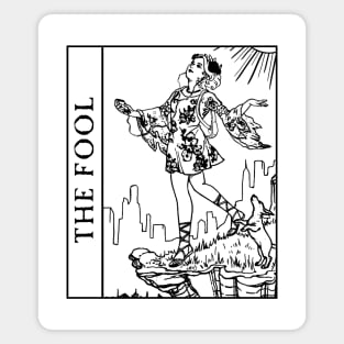 The Fool Tarot Card Black and White Magnet